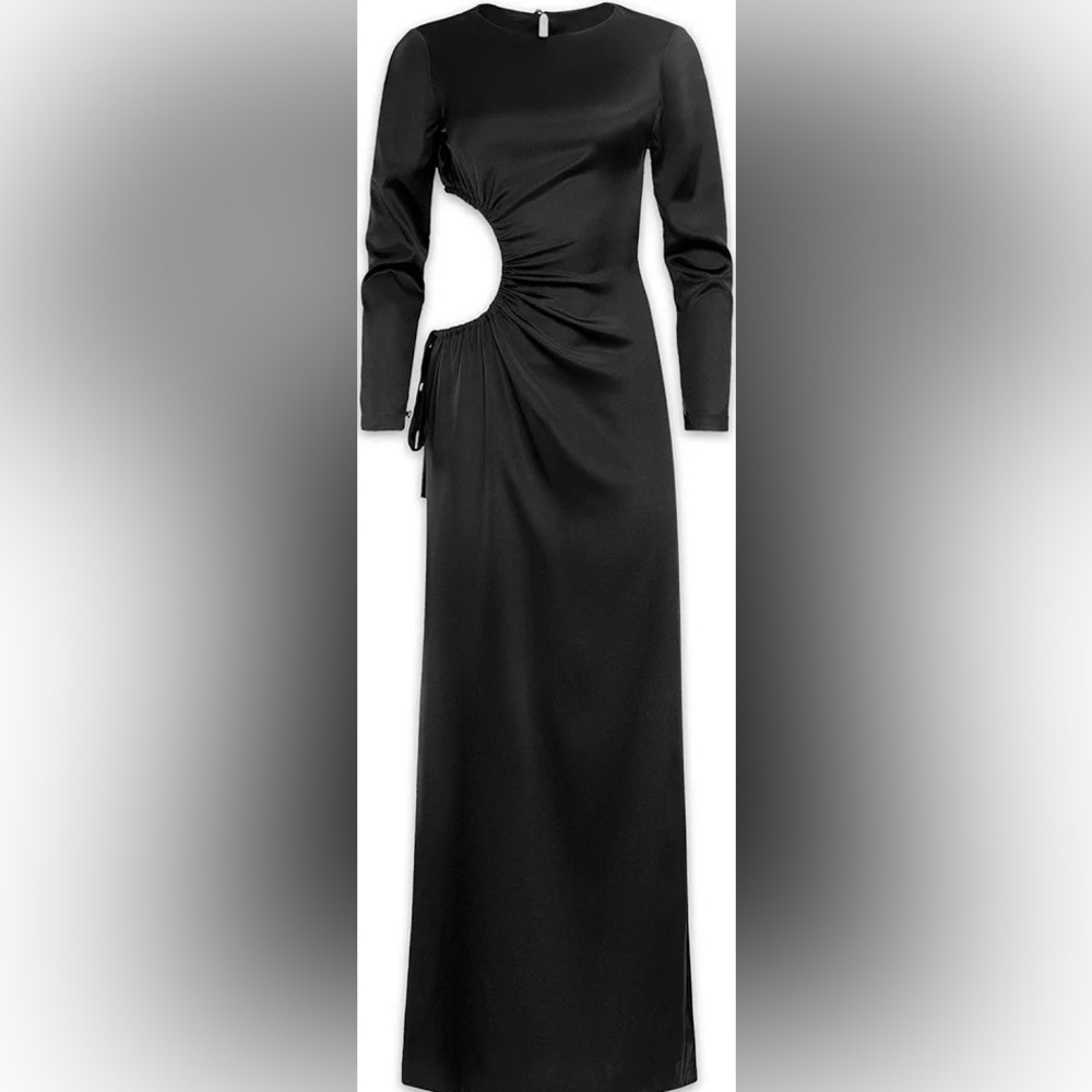 Cynthia Rowley Black Silk Cutout Maxi Dress NEEDS BUTTON
